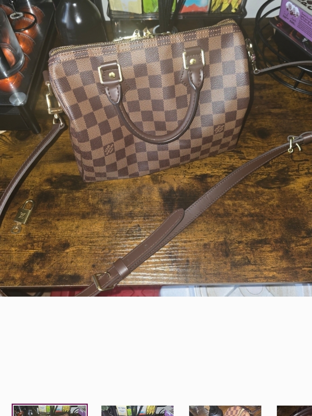 Louis Vuitton Speedy 25 Damier Brown Checkered Crossbody Satchel